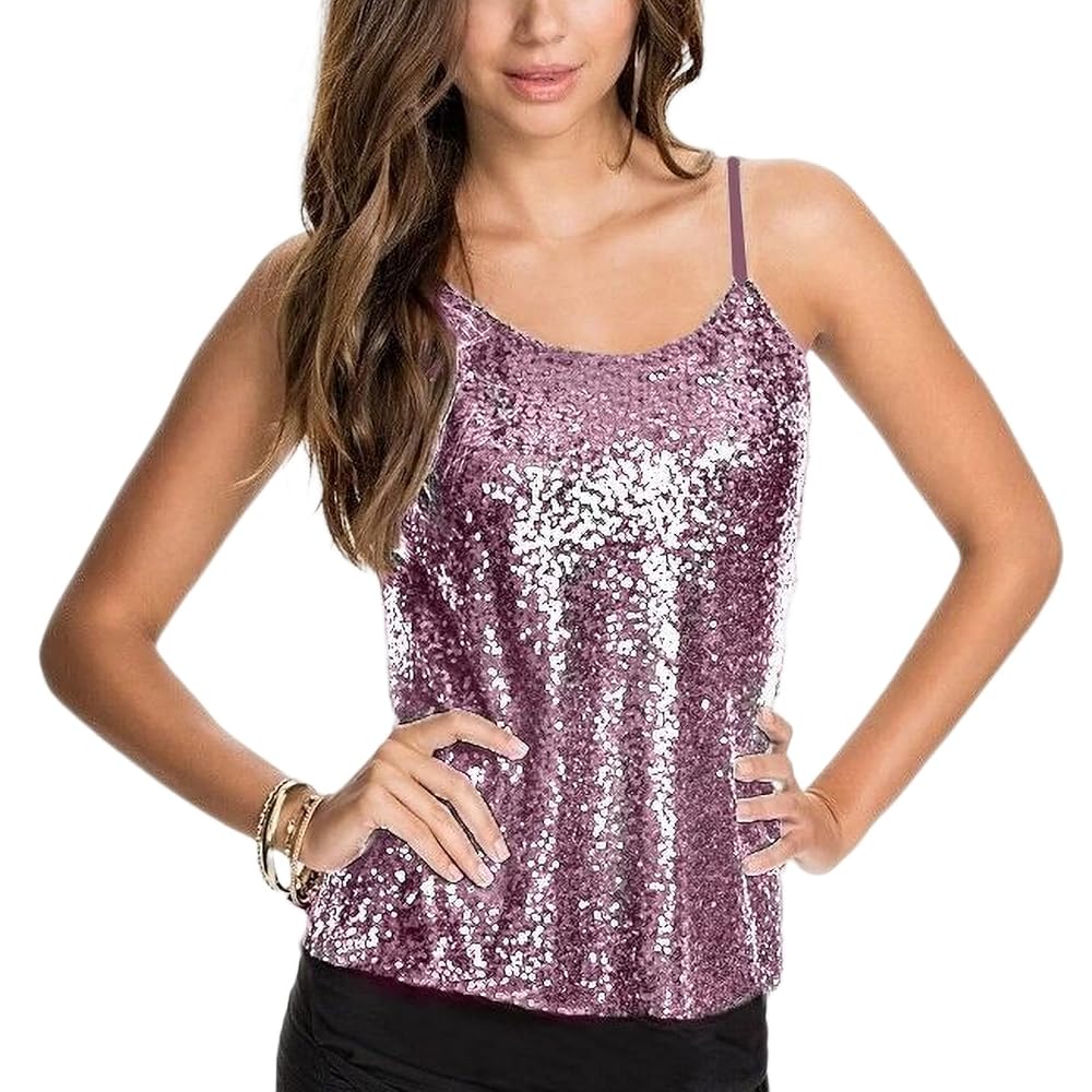 Silver Sparkle Camisole Tank Top Women Shimmer Camisole Vest